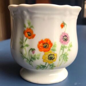 Counterpoint Poppies wildflowers bouquet china 3.5" plant Pot votive cup MCM euc